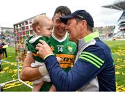 24 July 2022; David Clifford of Kerry with his son Ógie and manager Jack O'Connor after the GAA Football All-Ireland Senior Championship Final match between Kerry and Galway at Croke Park in Dublin. Photo by David Fitzgerald/Sportsfile