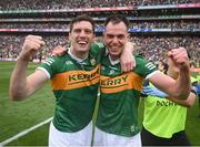 24 July 2022; David Moran, left, and Jack Barry of Kerry celebrate after the GAA Football All-Ireland Senior Championship Final match between Kerry and Galway at Croke Park in Dublin. Photo by Stephen McCarthy/Sportsfile