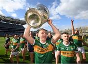 24 July 2022; Killian Spillane of Kerry celebrates with the Sam Maguire Cup after the GAA Football All-Ireland Senior Championship Final match between Kerry and Galway at Croke Park in Dublin. Photo by Stephen McCarthy/Sportsfile
