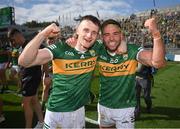 24 July 2022; Tom O'Sullivan, left, and Micheál Burns of Kerry celebrate after the GAA Football All-Ireland Senior Championship Final match between Kerry and Galway at Croke Park in Dublin. Photo by Stephen McCarthy/Sportsfile
