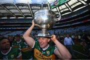 24 July 2022; Tadhg Morley of Kerry celebrates with the Sam Maguire Cup after the GAA Football All-Ireland Senior Championship Final match between Kerry and Galway at Croke Park in Dublin. Photo by Stephen McCarthy/Sportsfile