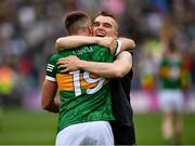 24 July 2022; Kerry players Adrian Spillane of Kerry, 19, and Dylan Casey celebrate after the GAA Football All-Ireland Senior Championship Final match between Kerry and Galway at Croke Park in Dublin. Photo by Ray McManus/Sportsfile