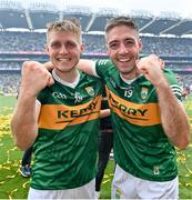 24 July 2022; Brothers Killian Spillane, left, and Adrian Spillane of Kerry after the GAA Football All-Ireland Senior Championship Final match between Kerry and Galway at Croke Park in Dublin. Photo by Brendan Moran/Sportsfile