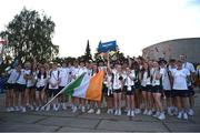 24 July 2022; Team Ireland athletes before the 2022 European Youth Summer Olympic Festival Opening Ceremony in Banská Bystrica, Slovakia. Photo by Eóin Noonan/Sportsfile ***  ***