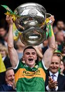 24 July 2022; Kerry captain Seán O'Shea lifts the Sam Maguire Cup after his side's victory in the GAA Football All-Ireland Senior Championship Final match between Kerry and Galway at Croke Park in Dublin. Photo by Piaras Ó Mídheach/Sportsfile