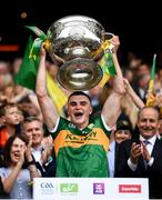 24 July 2022; Kerry captain Seán O'Shea lifts the Sam Maguire Cup after the GAA Football All-Ireland Senior Championship Final match between Kerry and Galway at Croke Park in Dublin. Photo by Stephen McCarthy/Sportsfile