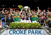 24 July 2022; Killian Spillane, left, and Adrian Spillane of Kerry lift the Sam Maguire Cup after the GAA Football All-Ireland Senior Championship Final match between Kerry and Galway at Croke Park in Dublin. Photo by Stephen McCarthy/Sportsfile