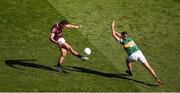 24 July 2022; Cillian McDaid of Galway scores a point despite the challenge of Graham O'Sullivan of Kerry during the GAA Football All-Ireland Senior Championship Final match between Kerry and Galway at Croke Park in Dublin. Photo by Daire Brennan/Sportsfile