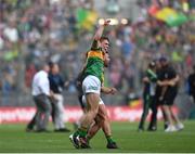 24 July 2022; Gavin White, front, and Micheál Burns of Kerry embrace after their side's victory in the GAA Football All-Ireland Senior Championship Final match between Kerry and Galway at Croke Park in Dublin. Photo by Harry Murphy/Sportsfile
