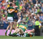 24 July 2022; Paul Murphy of Kerry, front, and teammates celebrate after their side's victory in the GAA Football All-Ireland Senior Championship Final match between Kerry and Galway at Croke Park in Dublin. Photo by Harry Murphy/Sportsfile