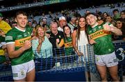 24 July 2022; David, left, and Paudie Clifford of Kerry with family, including mother Ellen, father Dermot, and sister Shelly, after the GAA Football All-Ireland Senior Championship Final match between Kerry and Galway at Croke Park in Dublin. Photo by Ramsey Cardy/Sportsfile