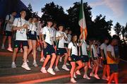 24 July 2022; Flagbearers Bethany McCauley and Sam Coleman of Team Ireland during the 2022 European Youth Summer Olympic Festival Opening Ceremony in Banská Bystrica, Slovakia. Photo by Eóin Noonan/Sportsfile ***  ***