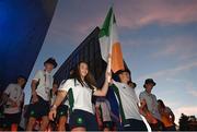 24 July 2022; Flagbearers Bethany McCauley and Sam Coleman of Team Ireland during the 2022 European Youth Summer Olympic Festival Opening Ceremony in Banská Bystrica, Slovakia. Photo by Eóin Noonan/Sportsfile