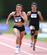 24 July 2022; Anna Heavey of Clonliffe Harriers A.C. competing in the Senior 100m during day two of the AAI Games and Combined Events Track and Field Championships at Tullamore, Offaly. Photo by George Tewkesbury/Sportsfile