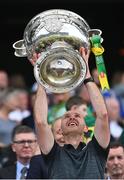24 July 2022; Kerry coach Paddy Tally lifts the Sam Maguire Cup after his side's victory in the GAA Football All-Ireland Senior Championship Final match between Kerry and Galway at Croke Park in Dublin. Photo by Piaras Ó Mídheach/Sportsfile