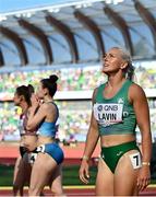 24 July 2022; Sarah Lavin of Ireland after the women's 100m hurdles semi-final during day ten of the World Athletics Championships at Hayward Field in Eugene, Oregon, USA. Photo by Sam Barnes/Sportsfile