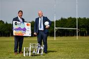 27 July 2022; LGFA President Mícheál Naughton and currentaccount.ie CEO Seamus Newcombe pictured at the launch of the 2022 currentaccount.ie All-Ireland Ladies Club Football 7s tournament. The currentaccount.ie All-Ireland Club 7s will be played at the St Sylvester’s and Naomh Mearnóg clubs in Dublin on Saturday, July 30. Photo by Eóin Noonan/Sportsfile