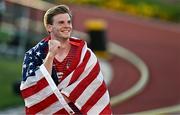 24 July 2022; Christopher Nilsen of USA celebrates winning silver in the men's Pole Vault final during day ten of the World Athletics Championships at Hayward Field in Eugene, Oregon, USA. Photo by Sam Barnes/Sportsfile