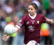 24 July 2022; Olivia Donnelly, St Mary's PS, Maghera, Derry, representing Galway during the INTO Cumann na mBunscol GAA Respect Exhibition Go Games at GAA All-Ireland Senior Football Championship Final match between Kerry and Galway at Croke Park in Dublin. Photo by Harry Murphy/Sportsfile