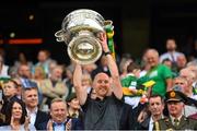 24 July 2022; Kerry coach Paddy Tally lifts the Sam Maguire Cup after the GAA Football All-Ireland Senior Championship Final match between Kerry and Galway at Croke Park in Dublin. Photo by Stephen McCarthy/Sportsfile