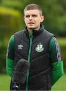 25 July 2022; Sean Gannon during a Shamrock Rovers press conference at Roadstone Group Sports Club in Dublin. Photo by George Tewkesbury/Sportsfile