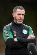 25 July 2022; Stephen Bradley during a Shamrock Rovers press conference at Roadstone Group Sports Club in Dublin. Photo by George Tewkesbury/Sportsfile