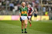 24 July 2022; Chloe Clarke, Newcastle, Tipperary, representing Kerry during the INTO Cumann na mBunscol GAA Respect Exhibition Go Games at GAA All-Ireland Senior Football Championship Final match between Kerry and Galway at Croke Park in Dublin. Photo by David Fitzgerald/Sportsfile