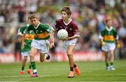24 July 2022; Josh Furlong, Scoil Naomh Íosaf, Baltinglass, Wicklow, representing Galway, during the INTO Cumann na mBunscol GAA Respect Exhibition Go Games at GAA All-Ireland Senior Football Championship Final match between Kerry and Galway at Croke Park in Dublin. Photo by Ramsey Cardy/Sportsfile