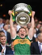 24 July 2022; Tadhg Morley of Kerry lifts the Sam Maguire Cup after the GAA Football All-Ireland Senior Championship Final match between Kerry and Galway at Croke Park in Dublin. Photo by Stephen McCarthy/Sportsfile