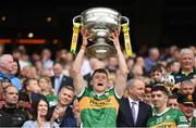 24 July 2022; Gavin White of Kerry lifts the Sam Maguire Cup after the GAA Football All-Ireland Senior Championship Final match between Kerry and Galway at Croke Park in Dublin. Photo by Stephen McCarthy/Sportsfile