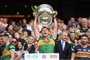 24 July 2022; Jack Savage of Kerry lifts the Sam Maguire Cup after the GAA Football All-Ireland Senior Championship Final match between Kerry and Galway at Croke Park in Dublin. Photo by Stephen McCarthy/Sportsfile
