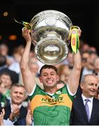 24 July 2022; Jack Savage of Kerry lifts the Sam Maguire Cup after the GAA Football All-Ireland Senior Championship Final match between Kerry and Galway at Croke Park in Dublin. Photo by Stephen McCarthy/Sportsfile
