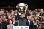 24 July 2022; Dan O'Donoghue of Kerry lifts the Sam Maguire Cup after the GAA Football All-Ireland Senior Championship Final match between Kerry and Galway at Croke Park in Dublin. Photo by Stephen McCarthy/Sportsfile