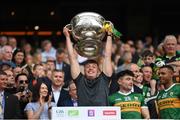 24 July 2022; Cian Gammell of Kerry lifts the Sam Maguire Cup after the GAA Football All-Ireland Senior Championship Final match between Kerry and Galway at Croke Park in Dublin. Photo by Stephen McCarthy/Sportsfile