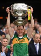 24 July 2022; Jack Barry of Kerry lifts the Sam Maguire Cup after the GAA Football All-Ireland Senior Championship Final match between Kerry and Galway at Croke Park in Dublin. Photo by Stephen McCarthy/Sportsfile