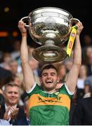 24 July 2022; Graham O'Sullivan of Kerry lifts the Sam Maguire Cup after the GAA Football All-Ireland Senior Championship Final match between Kerry and Galway at Croke Park in Dublin. Photo by Stephen McCarthy/Sportsfile