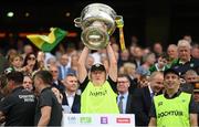24 July 2022; Kerry team doctor Mike Finnerty lifts the Sam Maguire Cup after the GAA Football All-Ireland Senior Championship Final match between Kerry and Galway at Croke Park in Dublin. Photo by Stephen McCarthy/Sportsfile