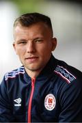 25 July 2022; Jamie Lennon poses for a portrait during the St Patrick's Athletic press conference at Richmond Park in Dublin. Photo by George Tewkesbury/Sportsfile