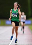 24 July 2022; Ella Carey of Cabinteely A.C., Dublin competing in the Junior Youth Heptathlon during day two of the AAI Games and Combined Events Track and Field Championships at Tullamore, Offaly. Photo by George Tewkesbury/Sportsfile
