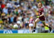 24 July 2022; Oisín Treacy, St Canices Co Ed, Granges Rd, Kilkenny, representing Galway, during the INTO Cumann na mBunscol GAA Respect Exhibition Go Games at GAA All-Ireland Senior Football Championship Final match between Kerry and Galway at Croke Park in Dublin. Photo by Stephen McCarthy/Sportsfile