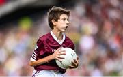 24 July 2022; Josh Furlong, Scoil Naomh Íosaf, Baltinglass, Wicklow, representing Galway during the INTO Cumann na mBunscol GAA Respect Exhibition Go Games at GAA All-Ireland Senior Football Championship Final match between Kerry and Galway at Croke Park in Dublin. Photo by Harry Murphy/Sportsfile