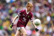 24 July 2022; Oisín Treacy, St Canices Co Ed, Granges Rd, Kilkenny, representing Galway, during the INTO Cumann na mBunscol GAA Respect Exhibition Go Games at GAA All-Ireland Senior Football Championship Final match between Kerry and Galway at Croke Park in Dublin. Photo by Stephen McCarthy/Sportsfile