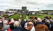 25 July 2022; A general view of horses in the parade ring prior to TheGalmont.com & Galwaybayhotel.com Novice Hurdle during day one of the Galway Races Summer Festival at Ballybrit Racecourse in Galway. Photo by Harry Murphy/Sportsfile