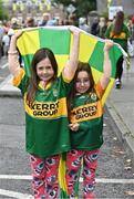 25 July 2022; Sisters Sophie Michelle Walsh, age seven 7, left, and Isobel Walsh, age 5, Walsh, from Ballyard during the homecoming celebrations of the All-Ireland Senior Football Champions Kerry in Tralee, Kerry. Photo by Piaras Ó Mídheach/Sportsfile