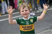 25 July 2022; Young Kerry supporter Bobby Weir, age 4, from Listowel, during the homecoming celebrations of the All-Ireland Senior Football Champions Kerry in Tralee, Kerry. Photo by Piaras Ó Mídheach/Sportsfile