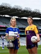 26 July 2022; In attendance at a photocall ahead of the TG4 All-Ireland Intermediate Ladies Football Championship Final on Sunday next are Aimee Kelly of Laois and Roisin Murphy of Wexford at Croke Park in Dublin. Photo by David Fitzgerald/Sportsfile