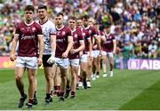 24 July 2022; Galway captain Seán Kelly leads his team in the parade before the GAA Football All-Ireland Senior Championship Final match between Kerry and Galway at Croke Park in Dublin. Photo by Harry Murphy/Sportsfile