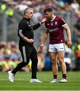24 July 2022; Galway manager Padraic Joyce with Damien Comer during the GAA Football All-Ireland Senior Championship Final match between Kerry and Galway at Croke Park in Dublin. Photo by David Fitzgerald/Sportsfile