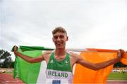 26 July 2022; Sean Cronin Of Team Ireland celebrates after coming third in the boys 1500m event during day two of the 2022 European Youth Summer Olympic Festival at Banská Bystrica, Slovakia. Photo by Eóin Noonan/Sportsfile