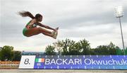 26 July 2022; Okwu Backari of Team Ireland competing in the girls long jump final during day two of the 2022 European Youth Summer Olympic Festival at Banská Bystrica, Slovakia. Photo by Eóin Noonan/Sportsfile